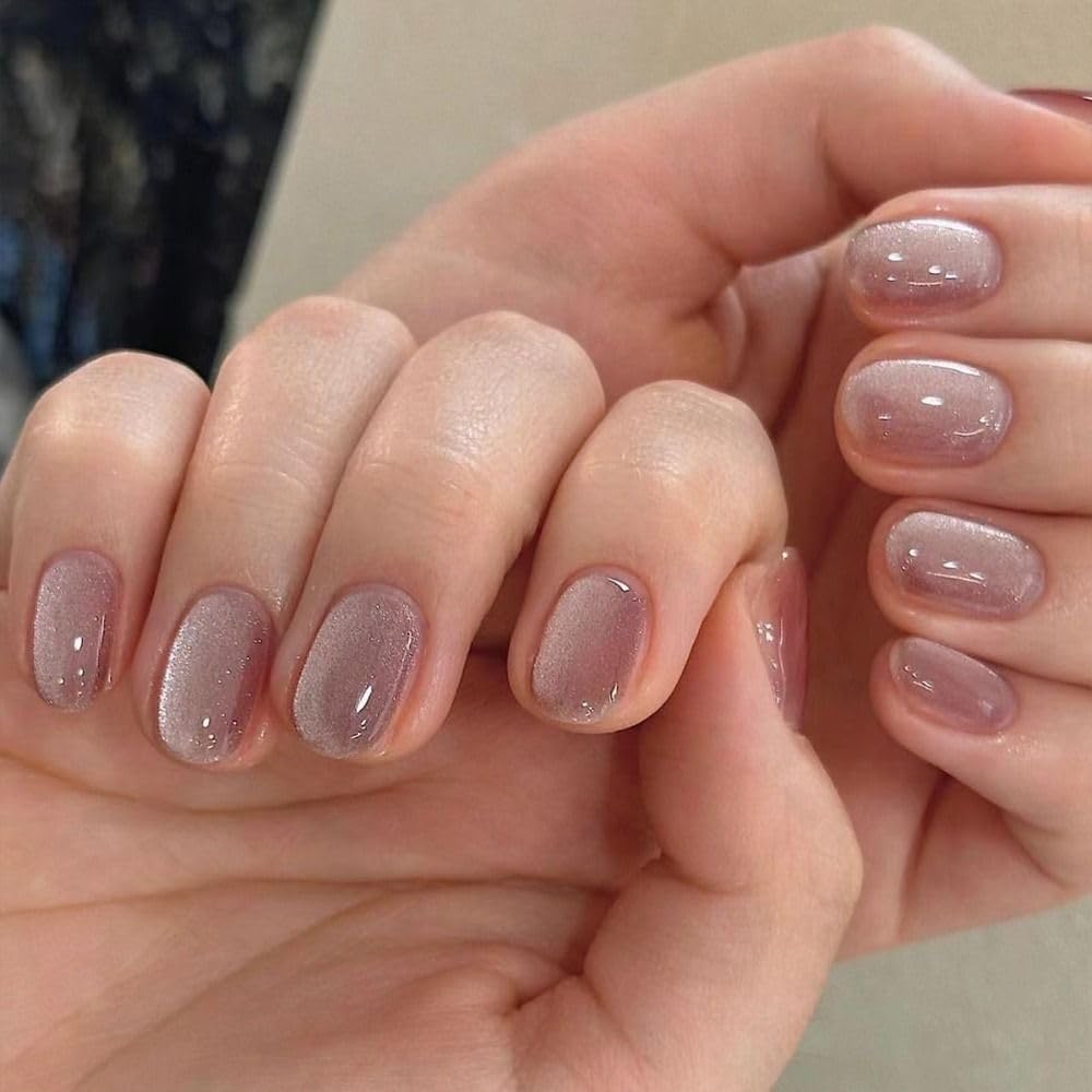 【送料無料】24個入り ショートラウンドつけ爪 フレンチピンク キャットアイつけ爪 フルカバー 取り外..