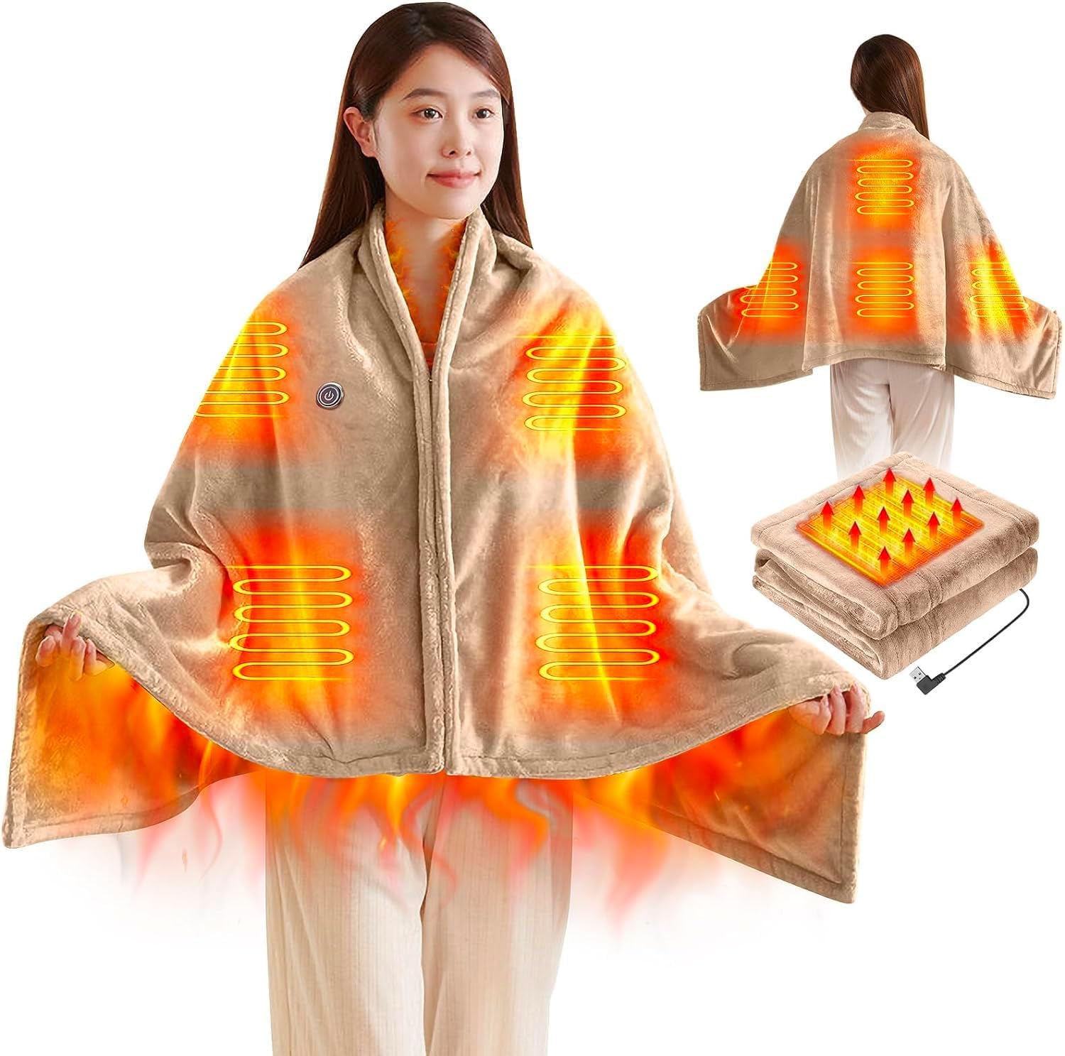 【送料無料】電気ひざ掛け 電気毛布 RUSEPIN 電気ブランケット 大判サイズ 150×85cm フランネル素材 フ..