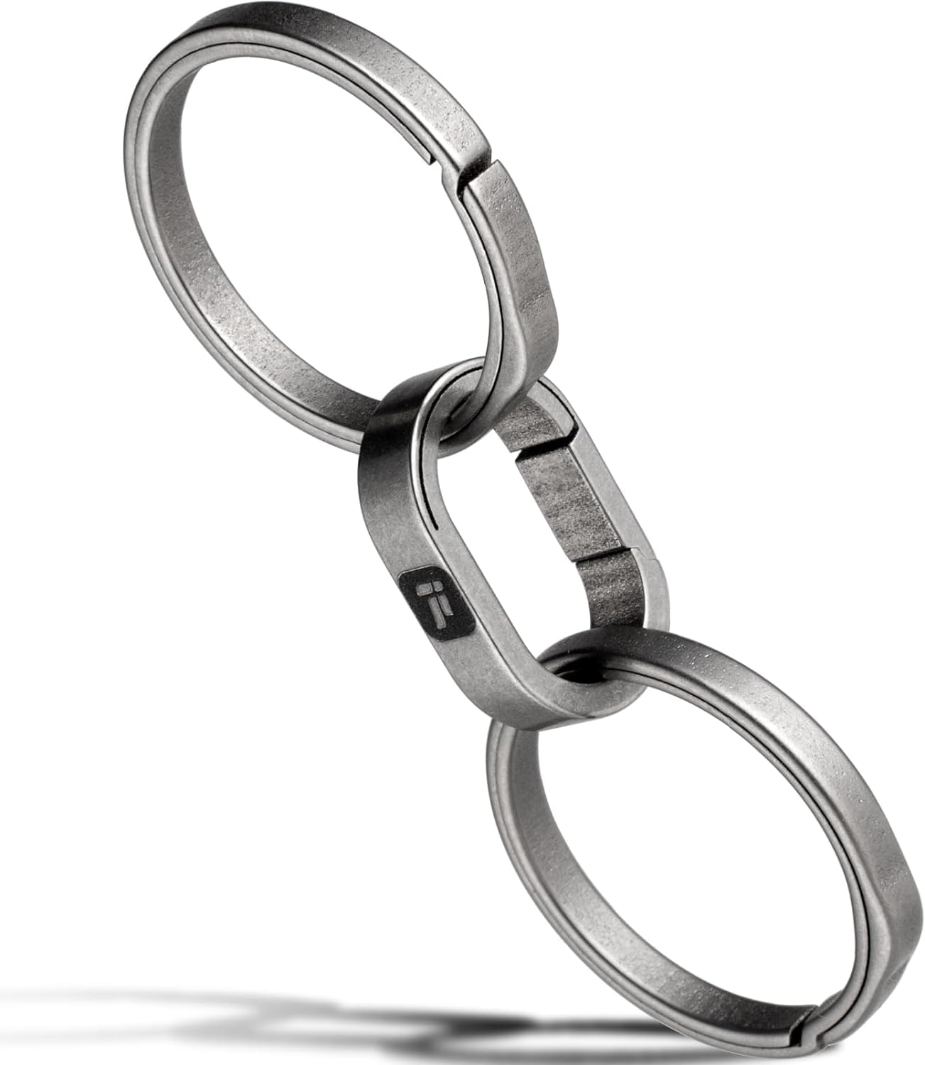 【送料無料】[TIMULTI] チタン キーリング キーホルダー 小型 カラビナ 連結用リング 楕円形 ミニフック 着脱 クイックリリース コネクター キーチェーン 金具 (グレー／連続リング1個+グレー／サイドプッシュキーリング2個)