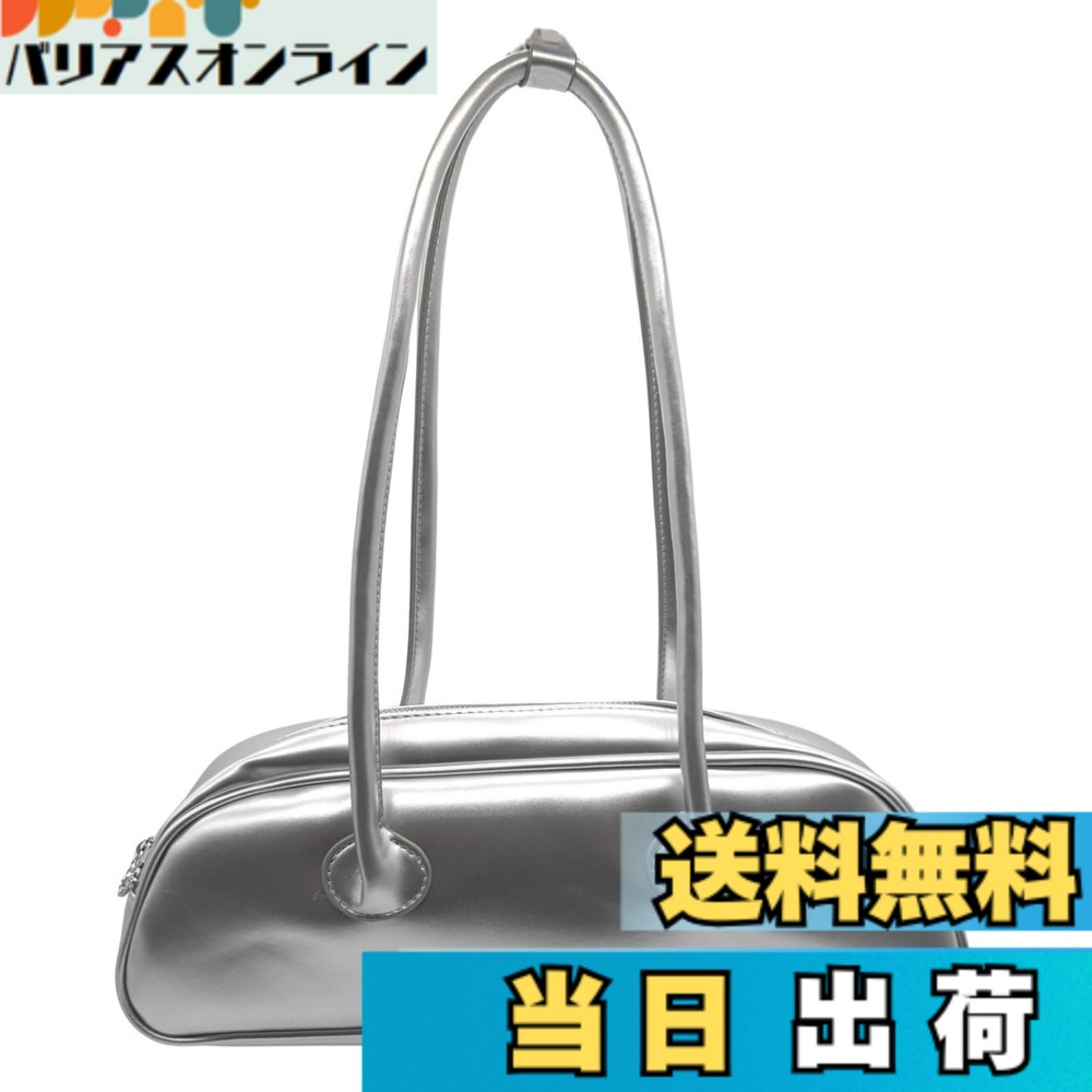 【送料無料】[APOSITV] レディース トートバッグ 持ち手長め 無地 puレザー シンプル ブラック アイボリー シルバー (シルバー)