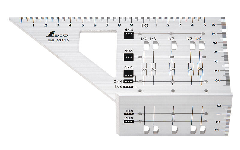 シンワ測定　62116 ／ 2×4止型定規 アルミ