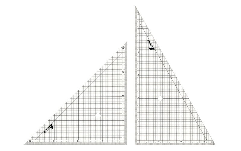 シンワ測定　77062 ／ 三角定規 アクリル製 30cm 方眼目盛付 2枚組