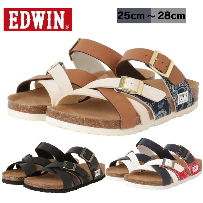 EDWIN エドウィン メンズ サンダル コンフォートサンダル リゾートサンダル フットベット 9166 ブラッ..