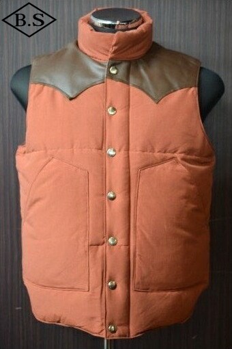 シュガーケーン ベスト SUGAR CANE SC12340 LATHER YOKE DOWN VEST 牛革レザーヨーク ダウンベスト T.オレンジ