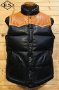 デラックスウエア DELUXEWARE レザーベスト D-24 HORSE DOWN VEST NAVY レザー ダウンベスト ネイビー