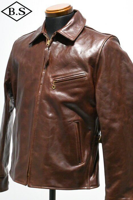 別注 エアロレザー AERO LEATHER レザージャケットHalfbelt STF ハーフベルトSTF Babalassi Tabacco