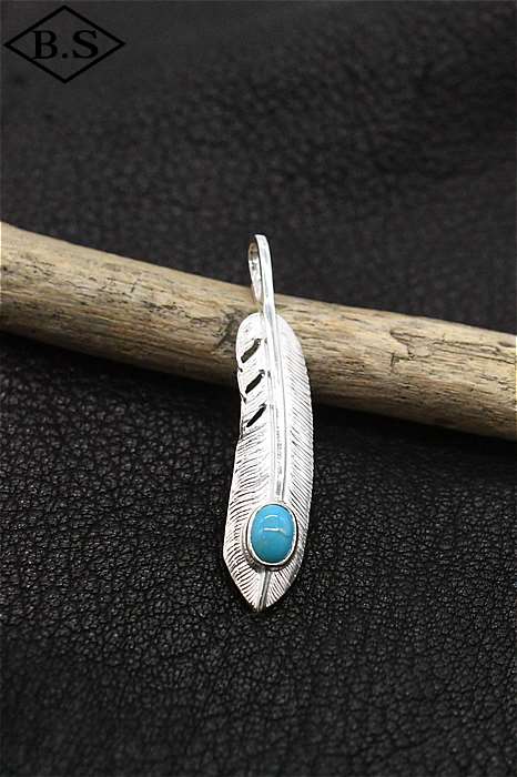 ファーストアローズ FIRST-ARROW's P-521L ターコイズ付フェザー(M) ペンダントトップ シルバー