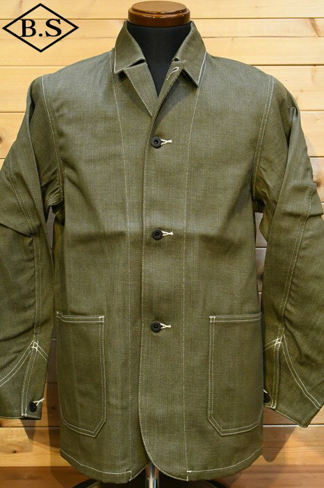 _bp[Y Dapperfs AE^[ LOT1658 Standard Coverall Jacket with WW? Model GREEN DENIM