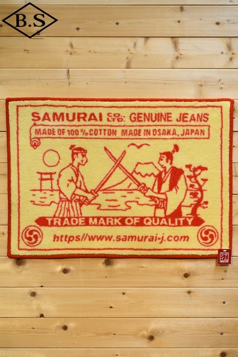 サムライジーンズ 小物 SAMURAIJEANS SJ-RUGMAT01 革パッチデザイン ラグマット ベージュ×レッド