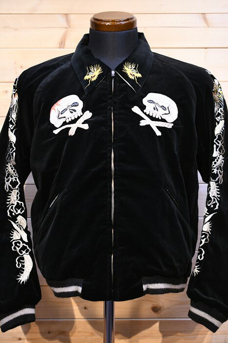 e[[m XJW TAILOR TOYO TT15197-119 Mid 1950s Style Velveteen ~ Acetate Souvenir Jacket KOSHO & CO Special Edition SKULL ~ WHITE EAGLE ubN