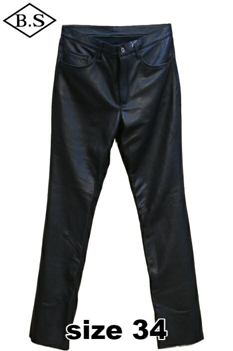 ワイツーレザー Y’2 LEATHER レザーパンツ SP-06 STEER OIL LEATHER PANTS / STRAIGHT ステアオイル BLACK サイズ34