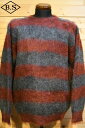 シーワークス ニット CWORKS CWKN001 Right モヘアボーダーセーター MOHAIR BORDER SWEATER KNIT BURGUNDY×GRAY(4)