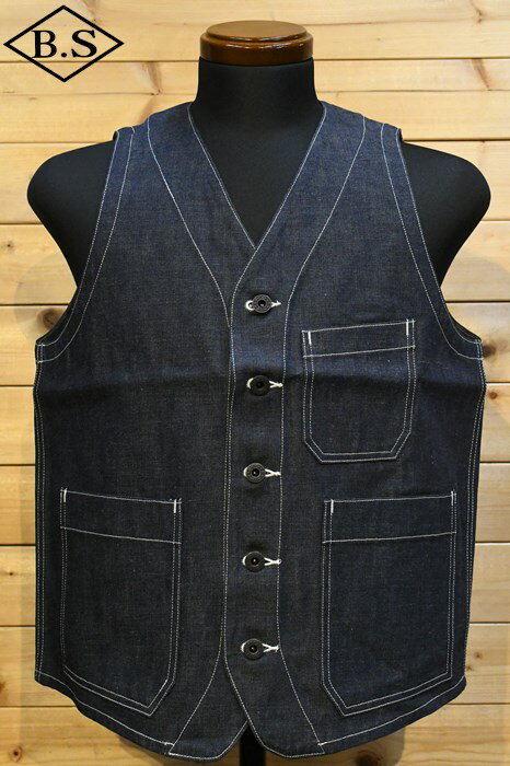 ダッパーズ Dapper’s ベスト LOT1686 40’s Style Work Vest Type WW? Model 10oz INDIGO DENIM