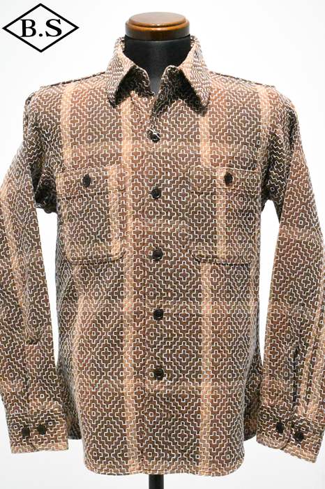 ステュディオダルチザン STUDIO D’ARTISAN 長袖シャツ 5726 柿渋野良着刺し子シャツ KAKISHIBU