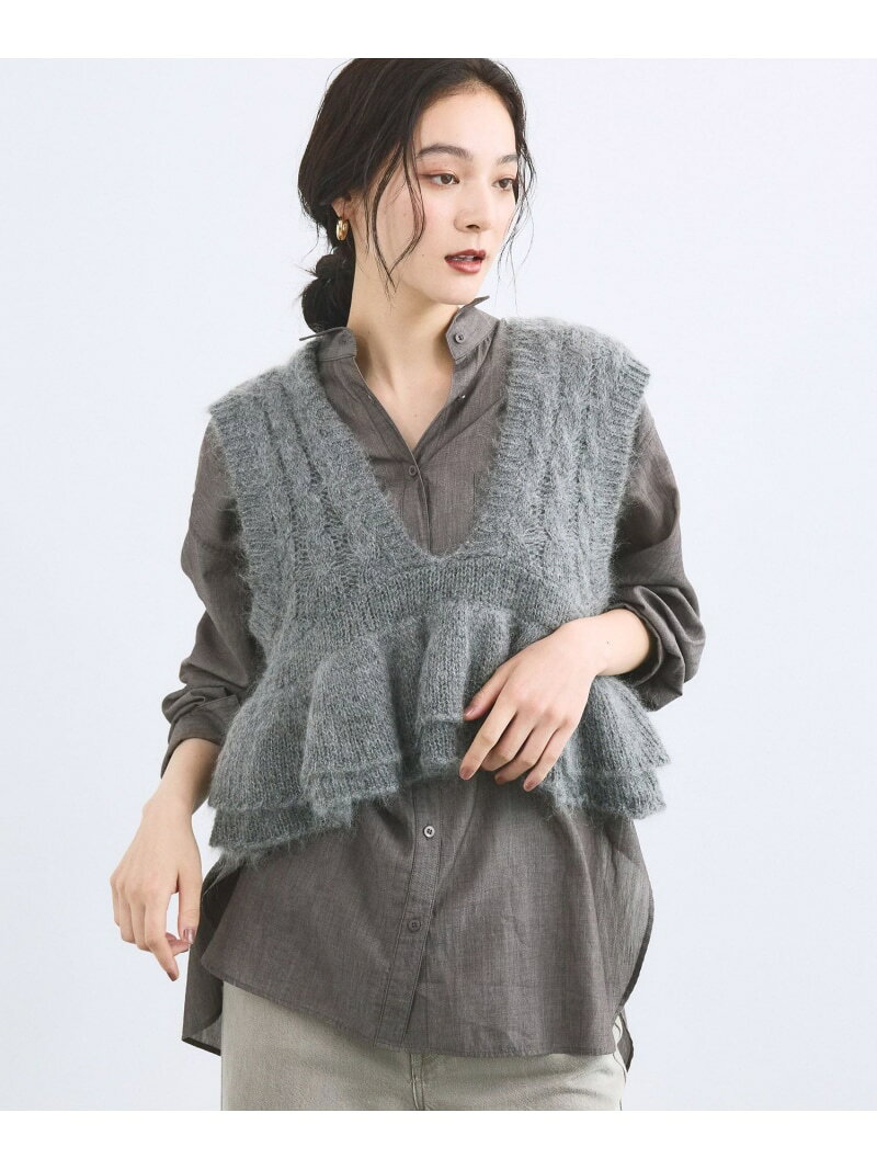モヘアコンペプラムベスト BARNYARDSTORM バンヤードストーム トップス ニット ブラック グレー【送料無料】[Rakuten Fashion] barnyardstorm-10003981 BARNYARDSTORM サンプル画像2