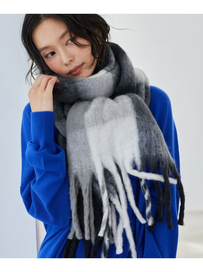 【SALE／30%OFF】刺繍チェックストール【WEB限定カラー】 BARNYARDSTORM バンヤードストーム ファッション雑貨 マフラー・ストール・ネックウォーマー ブラック【RBA_E】【送料無料】[Rakuten Fashion]