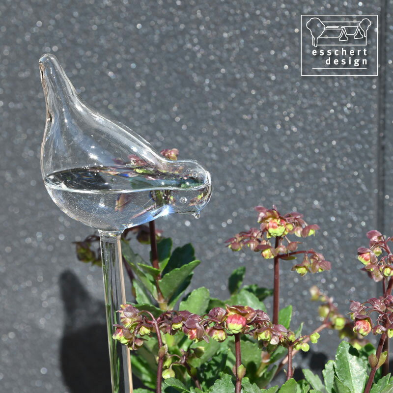 esschert design ウォータリンググラス オーナメント バード ウォーターディスペンサー 給水 ガラス 観葉植物 小鳥