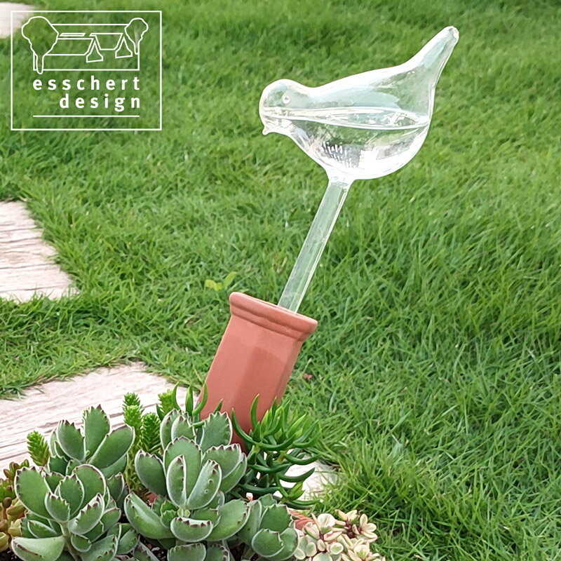 esschert design テラコッタ製給水スパイクとウォータリンググラスのセット 水やり 水差し 陶器 園芸 鉢植え 観葉植物 ガーデニング インテリア ナチュラル かわいい ウォーターディスペンサー