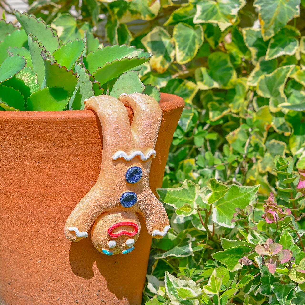 クリスマス ジンジャーブレッドマン ポットハンガー ひっかけ 植木鉢 プランター ガーデンオーナメント..