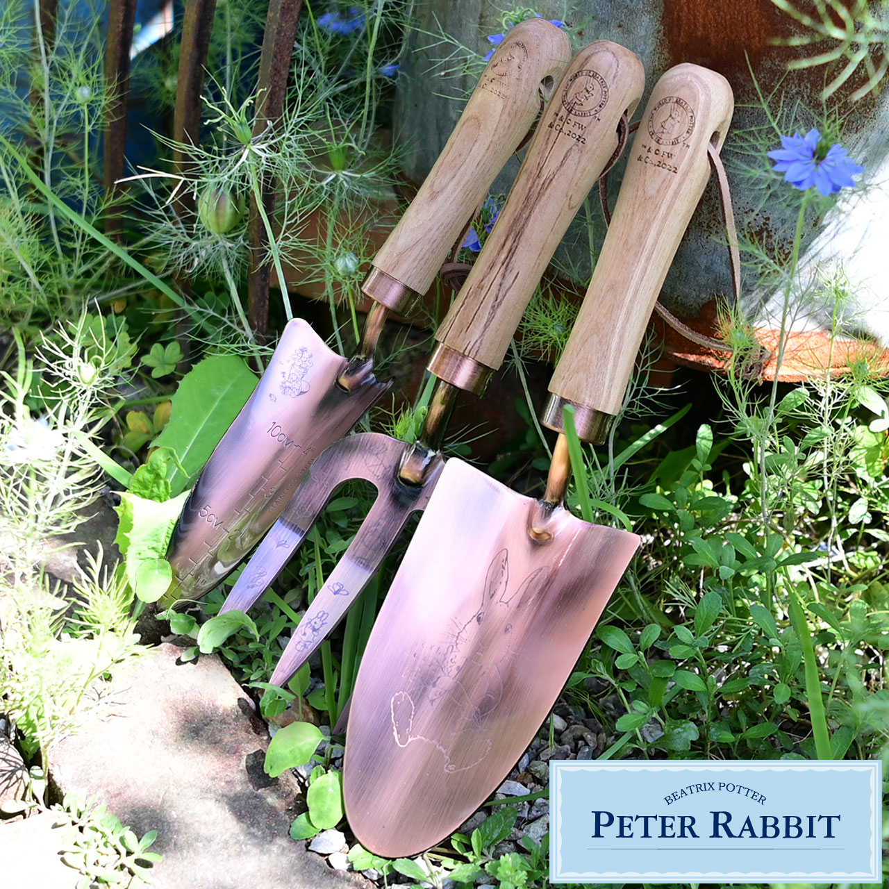 ピーターラビット ステンレス鋼スコップ＆フォーク 3種セット ハンドタイプ ガーデニング グッズ 雑貨 ギフト グッズ
