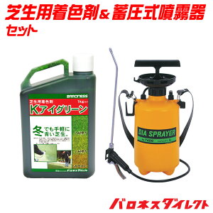 着色剤散布セット 芝生用着色剤 バロネス Kアイグリーン 1kg&蓄圧式噴霧器 単頭式ノズル 4リットル用 日本製 手動式 噴霧機 4L 共栄社
