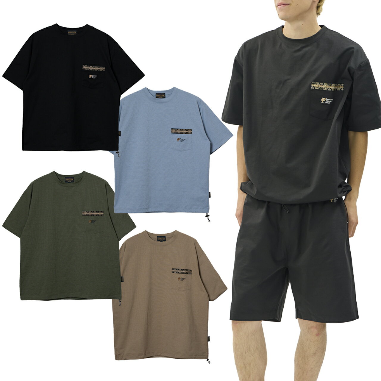 乐天商城 - PENDLETON ペンドルトン カルキュロ ライトウェイトジャージーセット Black Slate Blue Khaki Tan 軽量 吸汗速乾 セットアップ ドライタッチ 半袖 ショーツ ジャージー素材 アウトドア スポーツ リラックスウェア 夏コーデ メンズ カジュアル ルームウェア キャンプ
