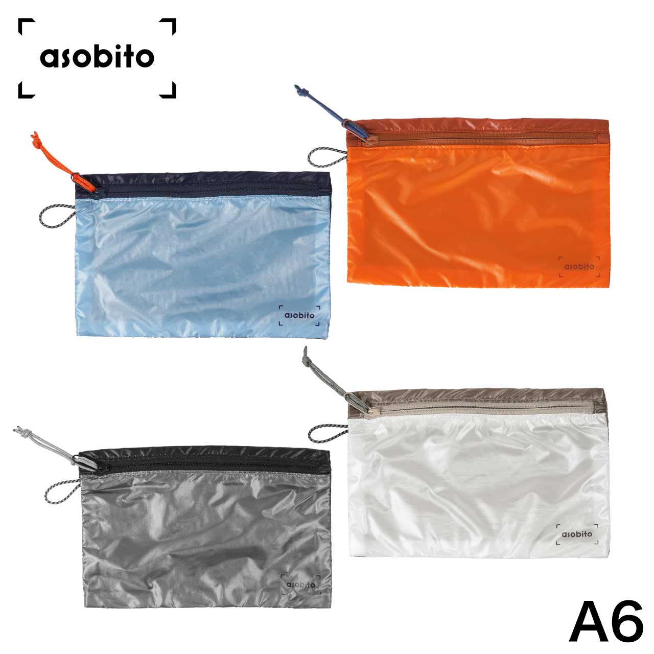 asobito アソビト ライトウェイトフラットポーチ A6 オレンジ サックスブルー ホワイト ブラック 軽量 アウトドア バーベキュー キャンプ BBQ