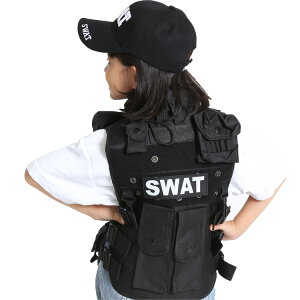 ハロウィン 衣装 子供 コスプレ SWAT キッズ ボーイ ガールスワット コスチューム 男の子 女の子 ポリス 警察 警官 ベスト (帽子) キャップ （ベスト+帽子） 2点セット 子供用 男女兼用