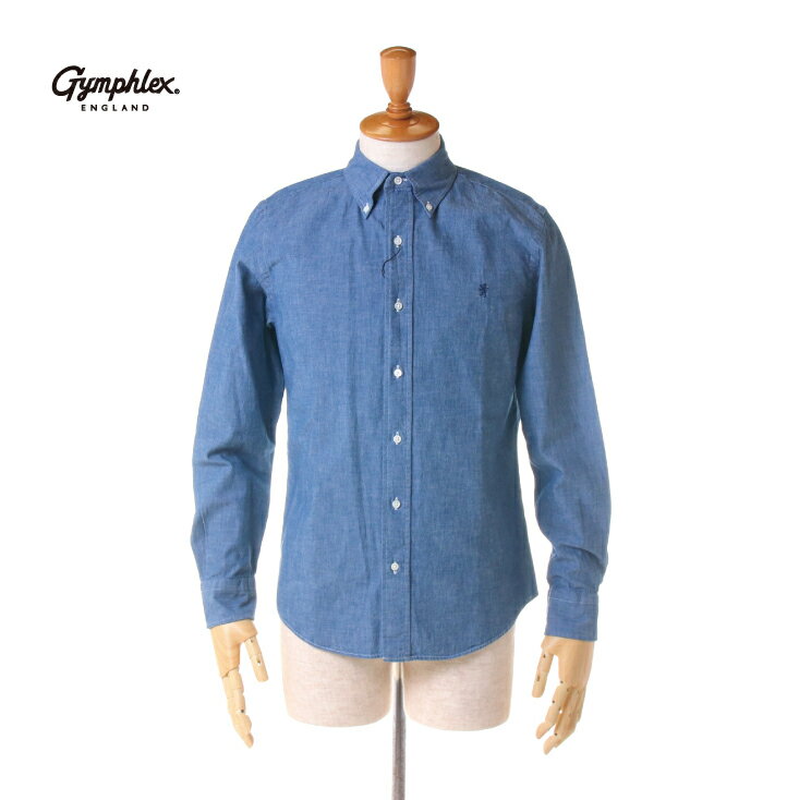 [WINTER SALE 30%OFF] Gymphlex ジムフレックス メンズ 長袖 シャンブレー ボタンダウンシャツ　#J-0643 COD