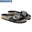 【2025SS新作】BIRKENSTOCK ビルケンシュトック レディース マドリッド ビッグバックル オイルドレザー ブラック ナローフィット スライド コン...