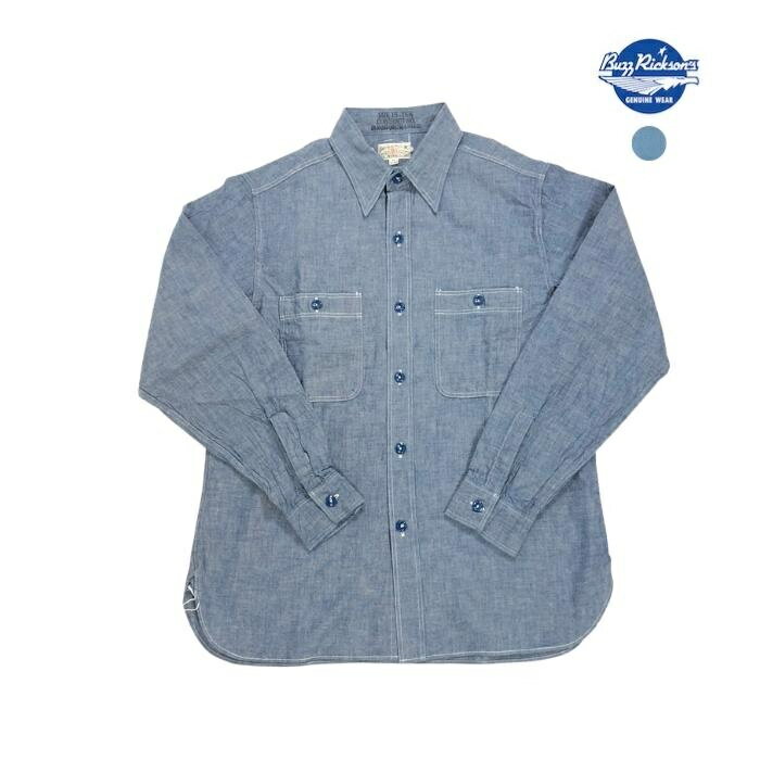 Buzz Rickson's バズリクソンズ メンズ ブルーシャンブレーワークシャツ ロングスリーブ デニム 長袖 トップス ミリタリー BLUE CHAMBRAY WORK SHIRT LONG SLEEVE BR25995 [ポイント10倍]