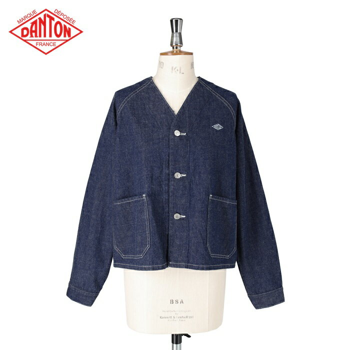 ダントン ジャケット レディース DANTON ダントン レディース デニム カラーレスジャケット DENIM COLLARLESS　DT-A0306 KDM