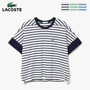 [SUMMER SALE 40%OFF] LACOSTE ラコステ レディース コットン ドルマンスリーブワイドボーダーTシャツ 半袖　TF335LJ-99