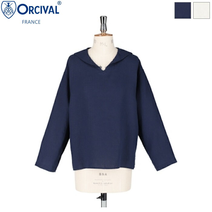 [2024ss再入荷] ORCIVAL オーチバル オーシバル レディース リネン セーラーカラーシャツ 長袖プルオーバーシャツ SAILOR L/S PULLOVER　OR-B0262 YLM　[ポイント10倍] その1