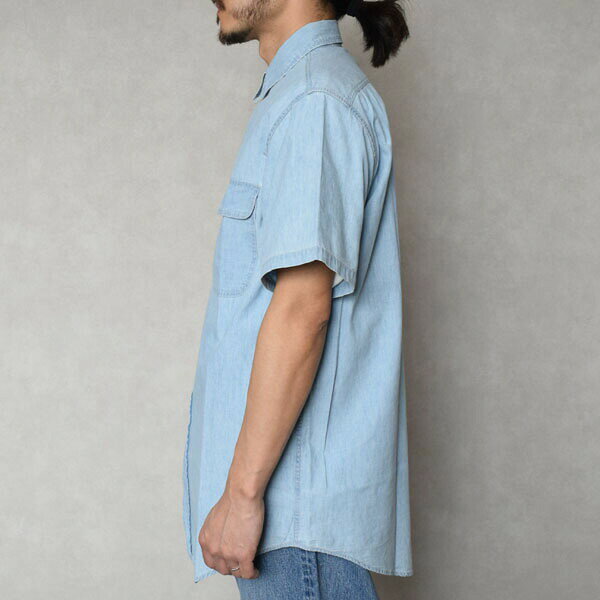 メンズ　Orslow オアスロウ S/S CHAMBRAY WORK SHIRT 半袖シャンブレーシャツ 半袖シャツ 01-8172-99