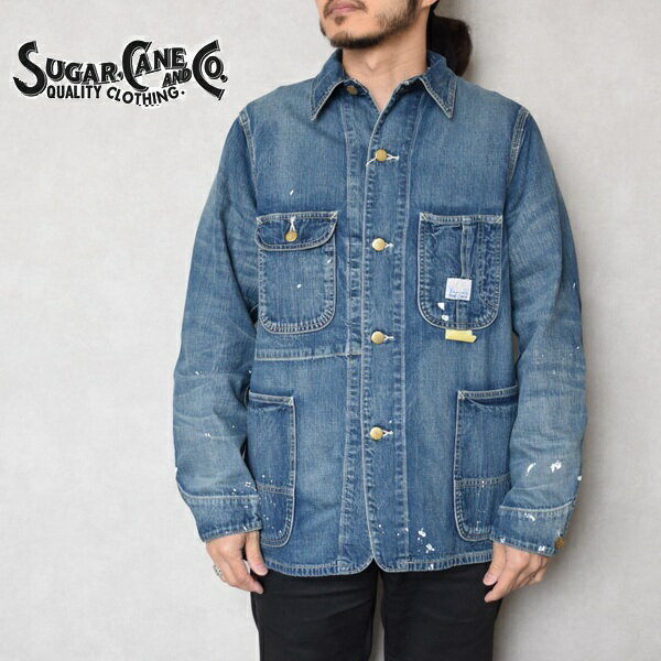 メンズ SUGAR CANE シュガーケーン Lot No. SC15708 11oz. BLUE DENIM WORK COAT AGED MODEL ブルー...