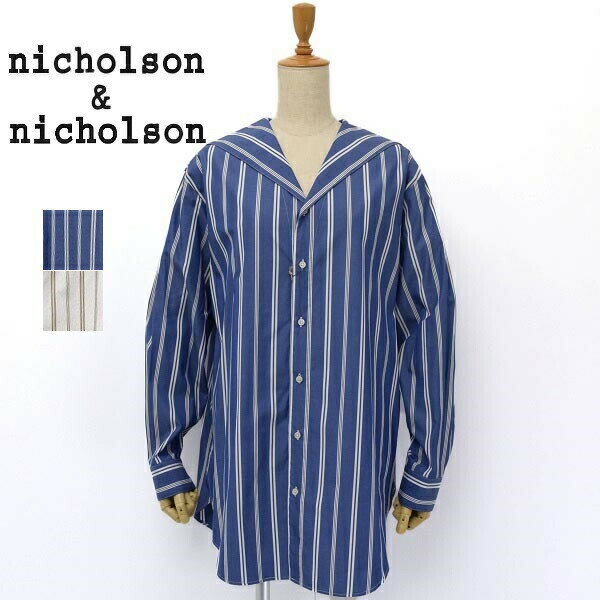 レディース NICO,nicholson nicholson ニコ ニコルソンアンドニコルソン セーラーカラー ストライプ シャツ ブラウス SAILOR-STRIPE