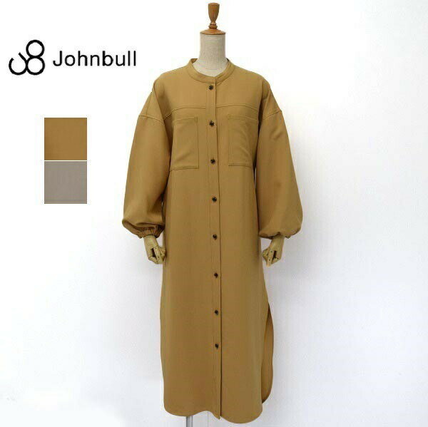 レディース Johnbull ジョンブル ノーカラー シャツ ワンピース コート AL070