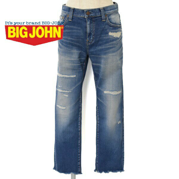 ビッグジョン ジーンズ メンズ レディース　BIG JOHN　ビッグジョン　STRAIGHT LEG　ストレートレッグ　ストレッチ　カットオフ　ダメージ　ジーンズ　MML104K