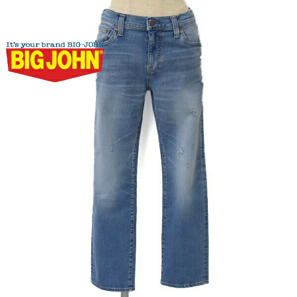 ビッグジョン ジーンズ レディース レディース　BIG JOHN　ビッグジョン　STRAIGHT LEG　ストレートレッグ　ストレッチ　カットオフ　ダメージ　ジーンズ　MML104K