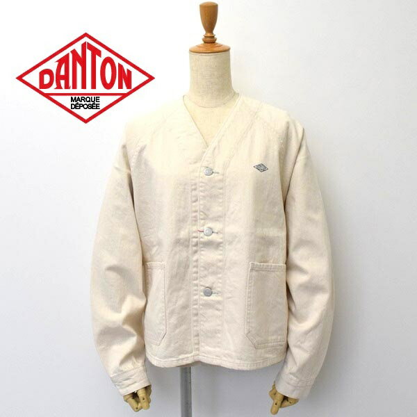 【2024年 S/S】レディース　 DANTON　ダントン　カラー　デニムジャケット　生成り　Vネック　ノーカラージャケット　ジャケット　DT-A0306MHT