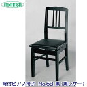 イトマサ No.5B 黒塗/黒座面 背付ピアノ椅子 【背もたれ椅子、背付きピア椅子、高低自在椅子(ラック式)、トムソン椅子】