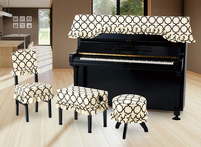 アルプス　トップカバー　T-AB　モノトーン系モロッカン柄プリント　アップライトピアノカバー　※椅子カバーは別売りです。