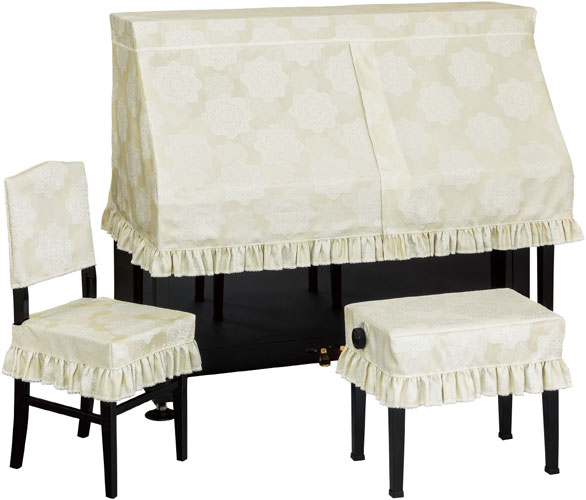 ■サイズ 受注生産（オーダーメイド）：必要事項をお知らせ頂き、製作いたします。※納期：約2週間 ご注文の際、「メーカー名」「機種名」「製造番号」をご入力ください。 お知らせ頂いたピアノのデータがメーカーに無い場合、お客様にて採寸して頂き、お知らせ頂いた寸法で製作いたします。 ■商品の特徴 細部にまで行き届いたレースが立体的に浮かび上がります。洗練されたプリンセスのような上品な装いです。 ■品質/生地 ポリエステル100％ ■注意事項 椅子用カバーは別売りです。 画像の色合いと、実際の商品の色合いが若干違う場合がございます。ご了承ください。 ご希望の場合は、生地見本をメーカーより郵送できますのでお申し付けください。