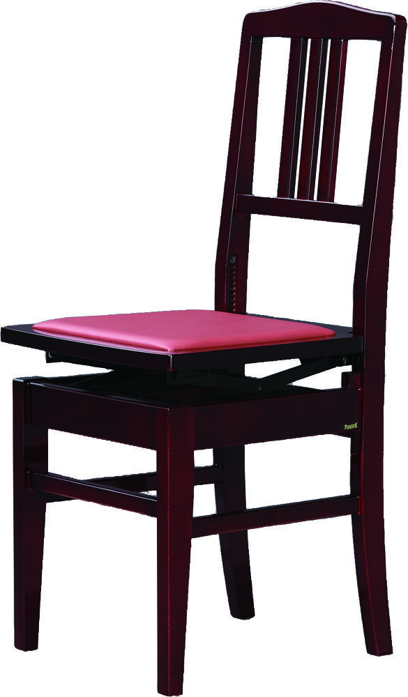 吉澤　背付きピアノ椅子　5K　色：Kマホガニー（KM）　日本製（名陽木工製） 【背もたれ椅子、背付高低自在椅子、高低自在椅子（ラック式）、トムソン椅子】