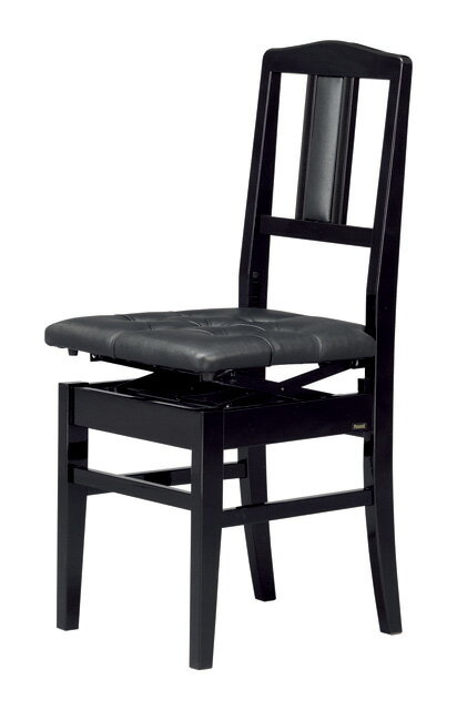 【ピアノクロスプレゼント】【安心の日本製・名陽木工製】吉澤　5K-DX　トムソン椅子　背付ピアノ椅子　ブラック（黒、BK）【背もたれ椅子、背付きピア椅子、高低自在椅子（ラック式）】