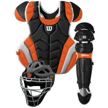 送料無料 ウィルソン WILSON 硬式野球用 キャッチャーセット ブラック×オレンジ C1K Catcher's Gear Kit - Adult マスク・プロテクター・レガース