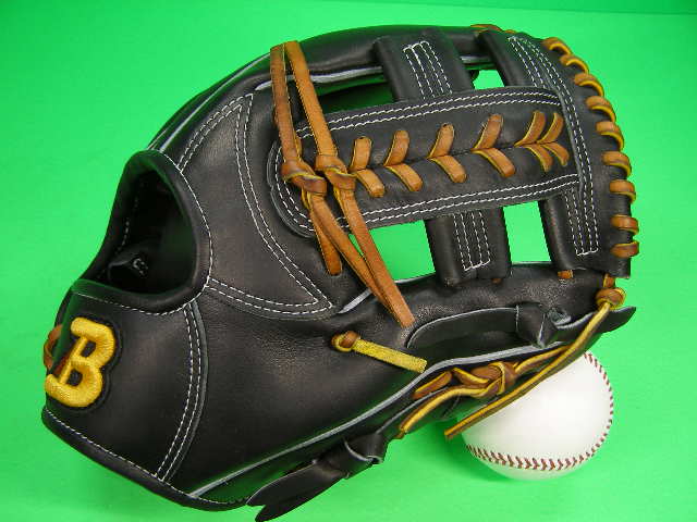 型付け加工済み ベルガード BELGARD 硬式用 内野用 ブラック×タンヒモ Bマーク 高校野球対応カラー 学..