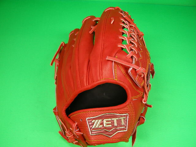 型付け無料 ゼット ZETT 硬式野球用 外野用 朱 オレンジ 高校野球対応カラー 深い...