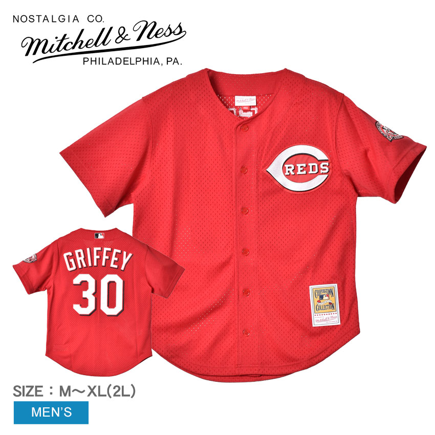  ミッチェルアンドネス ユニフォーム メンズ レッド 赤 ホワイト 白 MITCHELL ＆ NESS MLB AUTHENTIC KEN GRIFFEY JR CINCINNATI REDS 2000 BUTTON FRONT JERSEY ABBF3108-CRE00KGJSCAR ウエア トップス ベースボールジャージ ストリート